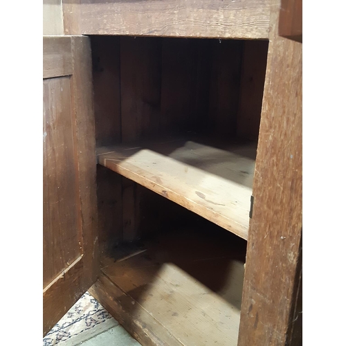 3045 - A pine side cupboard with brass fittings, 76cm wide x 80cm high