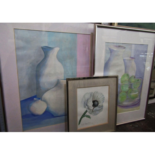1015 - Three Watercolours by Different Artists to Include: Lillian Delevoryas - 'Single Poppy Bloom' (1979)... 
