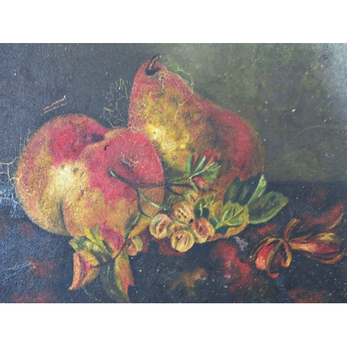 1019 - Two Oil Paintings: Still life with Pears, oil on slate, 15.5 x 21 cm; together with a Portrait of a ... 