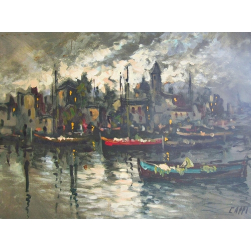 1063 - Cappi - Water Market Scene (20th Century), oil on canvas, signed lower right, 30 x 40 cm, framed