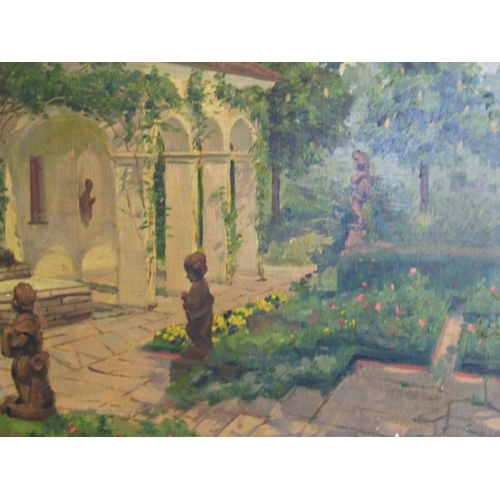 1064 - Bernhard Sylvester Schmitz (1876-?) - Garden Scene, oil on canvas, signed lower right, labelled indi... 