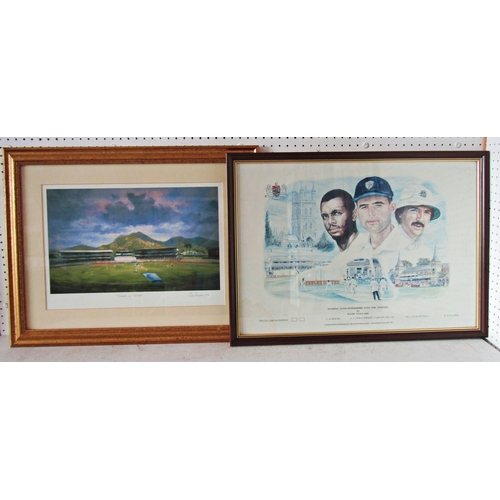 1069 - (Local, Cricketing, Rugby Interest) Six Framed Prints to Include: After David Stallard - 'Leading Gl... 