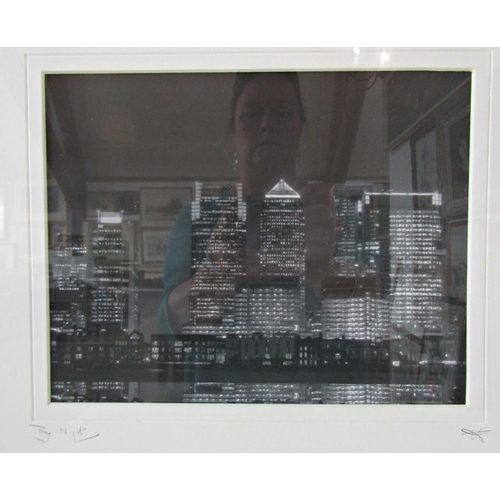 1083 - Two Framed Black and White Photographs of London: 'Parliament by Night' and 'By Night', both signed ... 