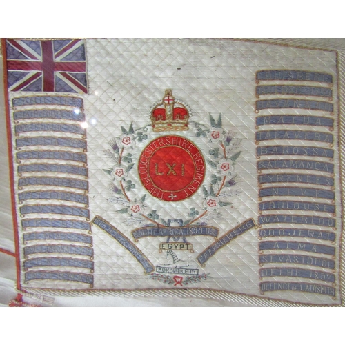 1090 - The Gloucestershire Regiment 1899 Embroidery, 51 x 57 cm, framed and glazed