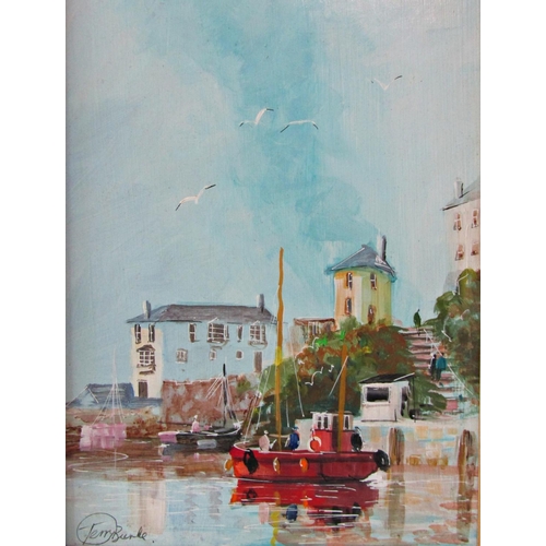 1102 - Terry Burke (1927-2018) - Harbour Scene, oil on board, signed lower left, 60 x 30 cm, framed