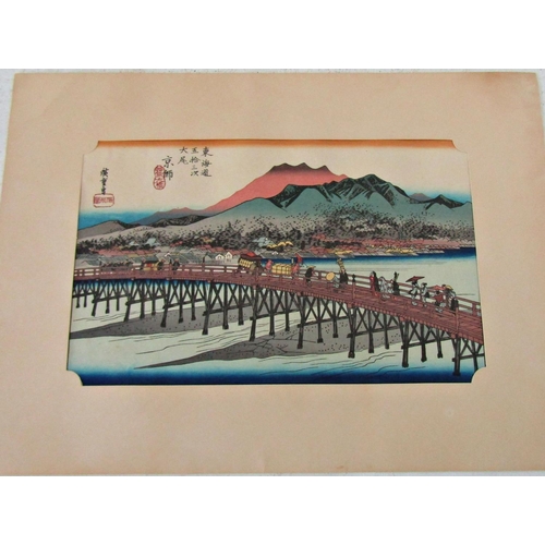 1105 - After Hiroshige Utagawa (1797-1858) - Two woodblock prints: 'Yui, One of the Tokaido 53 Stations' an... 