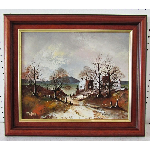 1113 - Three Paintings to Include: Folland - Two landscapes with houses, one watercolour on paper, one oil ... 