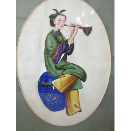 1120 - Twelve Chinese Paintings of Women Playing Instruments (19th/Early 20th Century), watercolour on rice... 