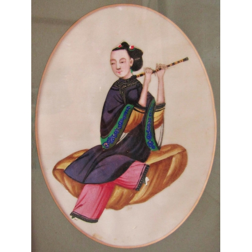 1120 - Twelve Chinese Paintings of Women Playing Instruments (19th/Early 20th Century), watercolour on rice... 