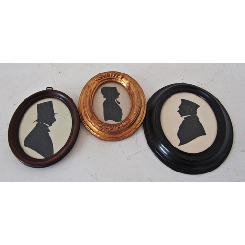 1137 - Three paper-cut silhouette portraits in profile, one labelled 'Charles Captain Cooch, nat. 1849, 62 ... 