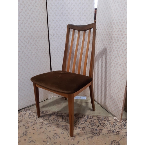 3090 - A set of six (4&2) G plan teakwood stick back dining chairs with upholstered seats