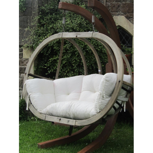 716 - Amazonas Globo Royal double seater hanging chair with large weathered contemporary coracle shaped ga... 