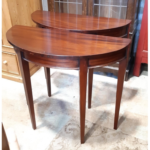 3097 - A pair of contemporary mahogany D end  side tables in a Georgian style 85 cm wide together with a Vi... 