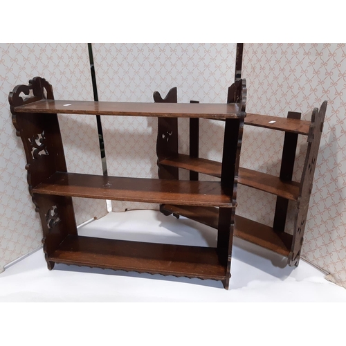 3134 - Two 19th century oak wall shelves with shaped and fretted outlines