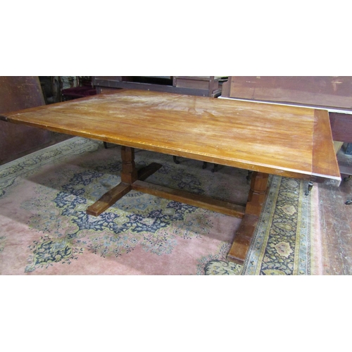 3519 - An Alan 'Acornman' Grainger (Ex Mouseman) arts and crafts dining table the large rectangular top wit... 