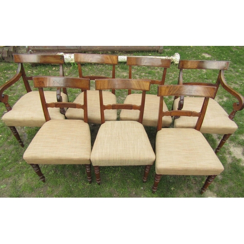 3528 - A set of eight Regency mahogany bar back dining chairs, with upholstered seats