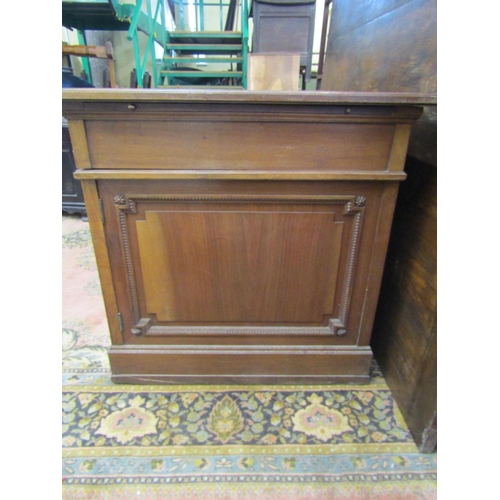 3537 - A late 19th century pale mahogany pedestal writing desk, each pedestal fitted with three deep drawer... 