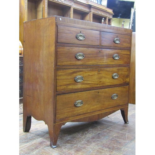 3549 - A Regency mahogany caddy top chest of three long and two short drawers with oval brass plated handle... 