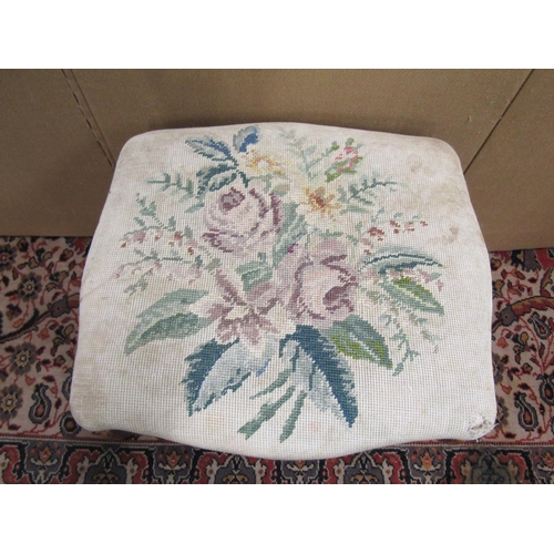 3563 - 19th century cabriole leg stool with hand worked tapestry top