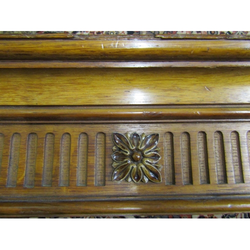 3593 - An oak pediment/base (probably for a book case or similar) with shaped frontage, fluted detail and a... 