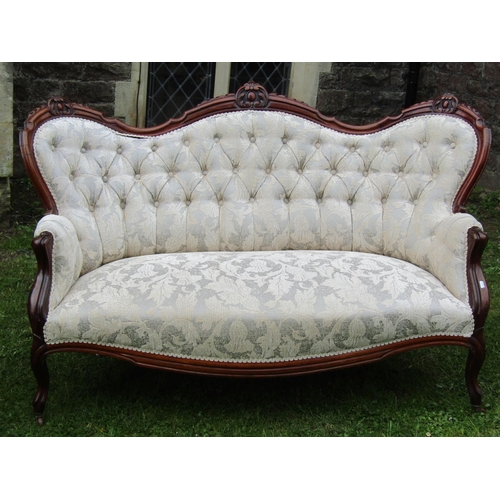 3618 - 19th century parlour room sofa with moulded, painted and gilded show wood frame on fluted supports -... 