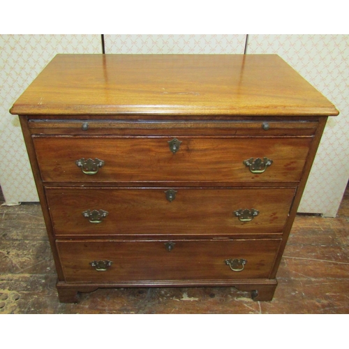 3620 - A 19th century mahogany chest of three long graduated drawers with brush slide on bracket supports 7... 