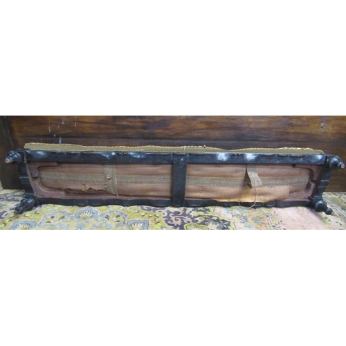 3633 - A Victorian ebonised hearth or foot stool with carved show wood frame, original hand worked tapestry... 