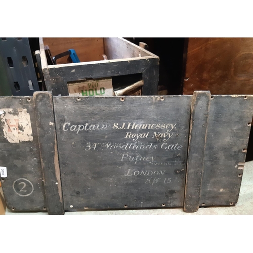 3076 - An ex military travelling trunk containing a good selection of hand tools mainly woodworking togethe... 