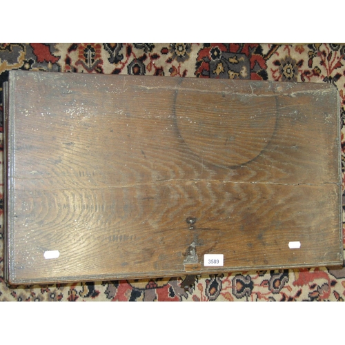 3589 - A shallow 18th century oak bible box, 65 cm length