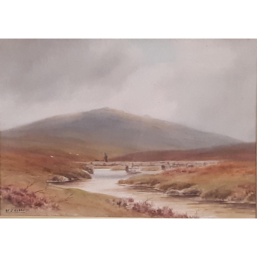 1104 - W. J. Gibbs - Two Moorland Scenes, watercolour on paper, both signed below, 18 x 26 cm, framed as a ... 