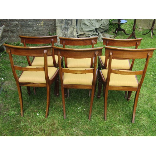 3527A - A set of six 19th century mahogany bar back dining chairs with drop in seats and reeded forelegs