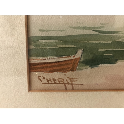 32 - Ro Cherif (20th Century) - Istanbul Harbour, watercolour and pencil on paper, signed lower left, 26.... 