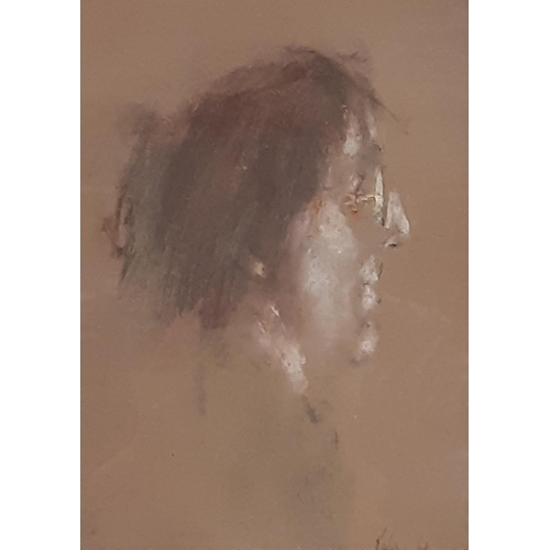 41 - Harold Riley (b.1934) - Woman in Profile Wearing Glasses 'Alice' (1968), pastel on paper, signed and... 