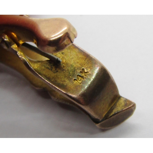 1240 - 14k tie clip in the form of bamboo, 4.2g