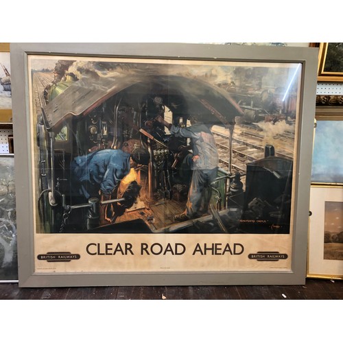 77 - Terence Cuneo (1907-1996) - British Railways Poster 'Clear Road Ahead' - Monmouth Castle (Train/Rail... 