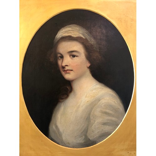 37 - George Romney (1734-1802) - 'Portrait of Lady Charlotte Thynne', oil on canvas, 49.5 x 60.5 cm, oval... 