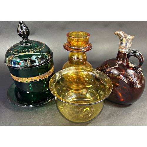 1146 - A selection of late 19th and early 20th century glass ware, including four examples of Bristol Blue,... 