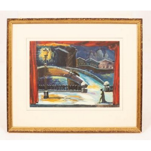 87 - Ekaterina Mikhailovsky (1892-1980) - Three stage designs to include: A Grand Interior, watercolour a... 