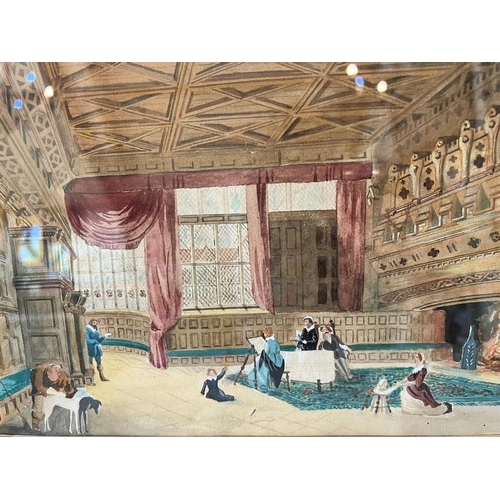 7 - Three Watercolours of Mansion Interiors to Include: Two After Joseph Nash - 'Chapel at Haddon Hall, ... 