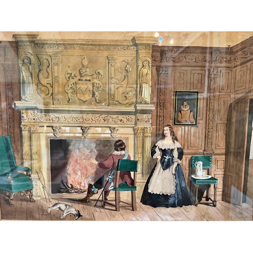 7 - Three Watercolours of Mansion Interiors to Include: Two After Joseph Nash - 'Chapel at Haddon Hall, ... 