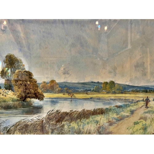 14 - John Fullwood R.B.A. (1854-1931) - English River Scene, watercolour on paper, signed lower right, 36... 