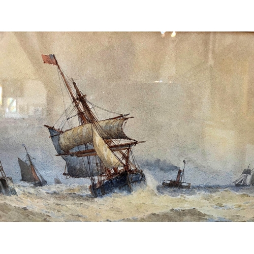 23 - Frederick James Aldridge (1850-1933) - Ships at Sea, watercolour on paper, signed lower right, 24.7 ... 