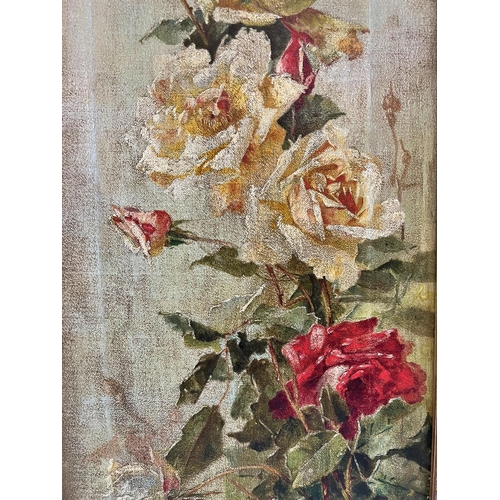 24 - V. G. Wright (20th Century) - Roses (1910), oil on canvas, signed and dated lower left, 25.4 x 60.2 ... 