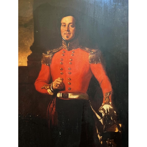 5 - 19th Century Gentleman in Military Uniform - Large 20th century oleograph print on canvas of a paint... 