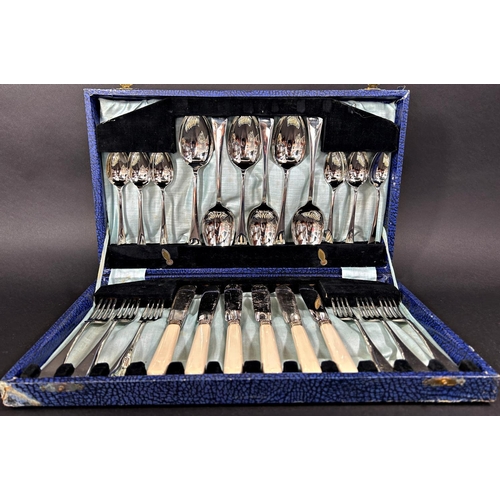 1168 - A large selection of loose and boxed silver plated flatware and Piqout Ware tea service with a tray.