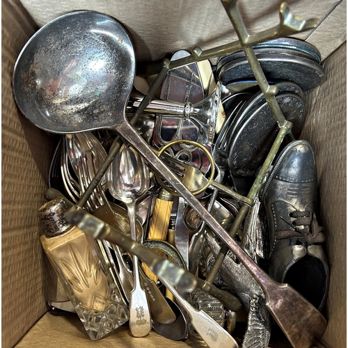 1168 - A large selection of loose and boxed silver plated flatware and Piqout Ware tea service with a tray.