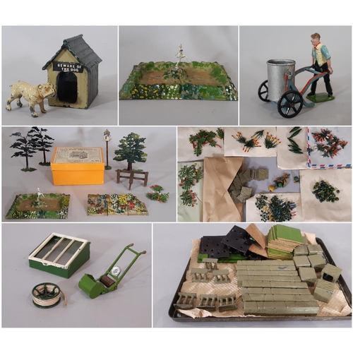 288 - Britains Miniature Garden collection including a variety  of trees, flowers, walling, flower beds, o... 