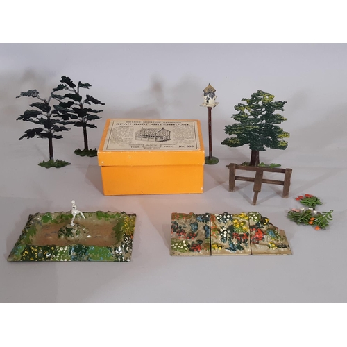 288 - Britains Miniature Garden collection including a variety  of trees, flowers, walling, flower beds, o... 