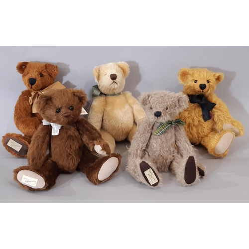 245 - 5 teddy bears by Deans Rag Book, all with authenticity tags including Hugo, Hardy, Harris, Henry and... 