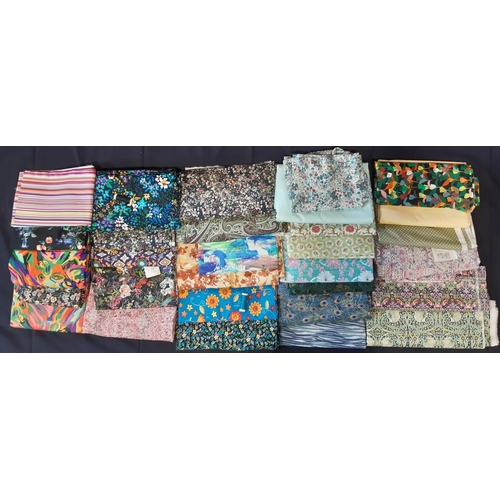 1569 - Boxful of good quality unused lengths of printed cotton including 2m Lodden Tana lawn, 2m 'Strawberr... 